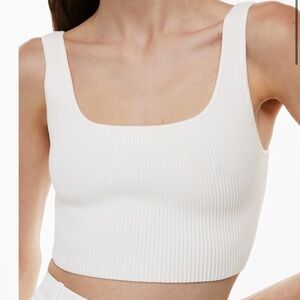 Aritzia Ribbed White Cropped Tank Top